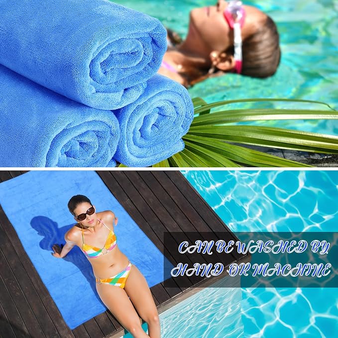 SmoothNovelty 16 Pack Microfiber Bath Towels Bulk 27'' x 60'' Oversized Beach Towel Highly Absorbent Extra Large Soft Drying for Shower Pool Salon Sauna Bathroom Gym Party (Simple,Royal Blue) - Image 6