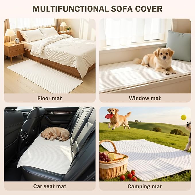 MEETSKY 100% Waterproof Sectional Couch Covers, 2 Pieces Washable L Shaped Couch Covers Sofa Blanket for Dogs,Pet Friendly Furniture Protector for Leather Sofa,Off White, XX-Large, 35"x70.9"+35"x70.9" - Image 9