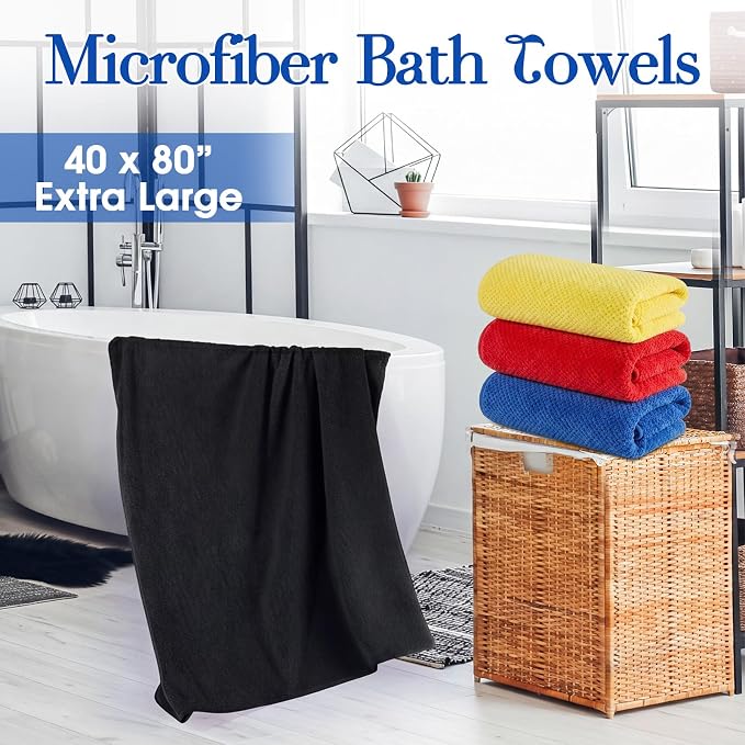 Newwiee 4 Pcs Oversized Bath Towel 40'' x 80'' Bath Sheet,Vivid Colors | Fluffy Microfiber Quick Dry, Extra Large Bathroom Towel, Soft Absorbent Adult Shower Sheet, Fall Halloween Decor, Spa Beach - Image 7