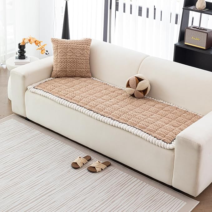 DREAMINGO Couch Cover for Dogs Washable - Fuzzy Sofa Covers Pet Friendly 27.6"x59.1", Soft Non Slip Pet Couch Cushion Protector Dog Bed Mat in Khaki - Image 7