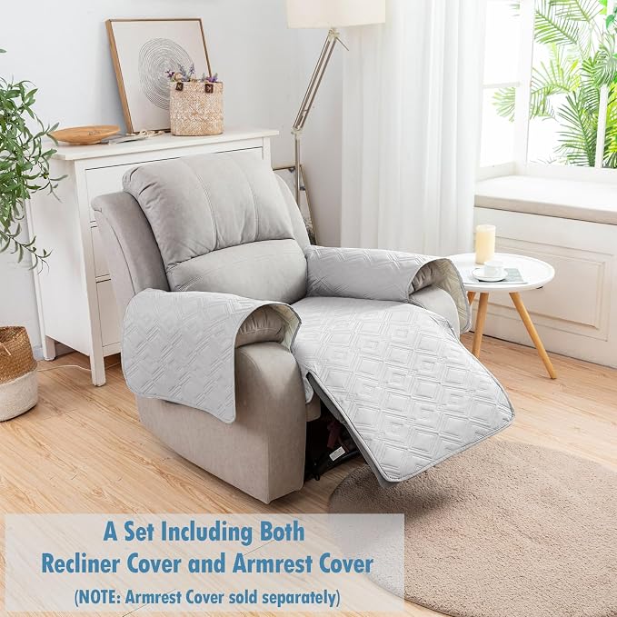 Genina 100% Waterproof Recliner Chair Covers, Anti-Slip Recliner Cover Dog Chair Cover Furniture Protector, Chair Sofa Slipcover for Pets Dogs, 1 Piece (Off White, Recliner) - Image 7