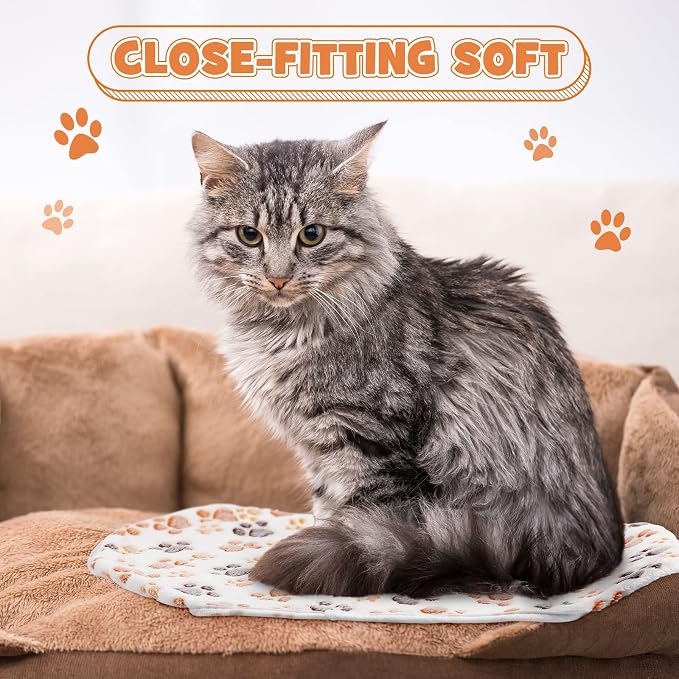 Tegeme 12 Pcs Pet Blankets 23 x 16 Inch Soft Fluffy Fleece Dog Cat Warm Paw Print Pattern Blankets Flannel Throw for Pets Dog Puppy Cat(White) - Image 7