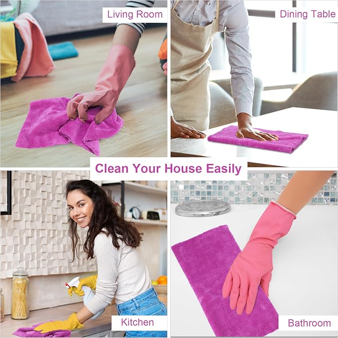 Shimeyao 30 Pcs 16 x 16 Inch Edgeless Microfiber Plush Towels for Cars Detailing Drying Wash Polishing Absorbent Cleaning Cloths, 500 GSM (Purple) - Image 7