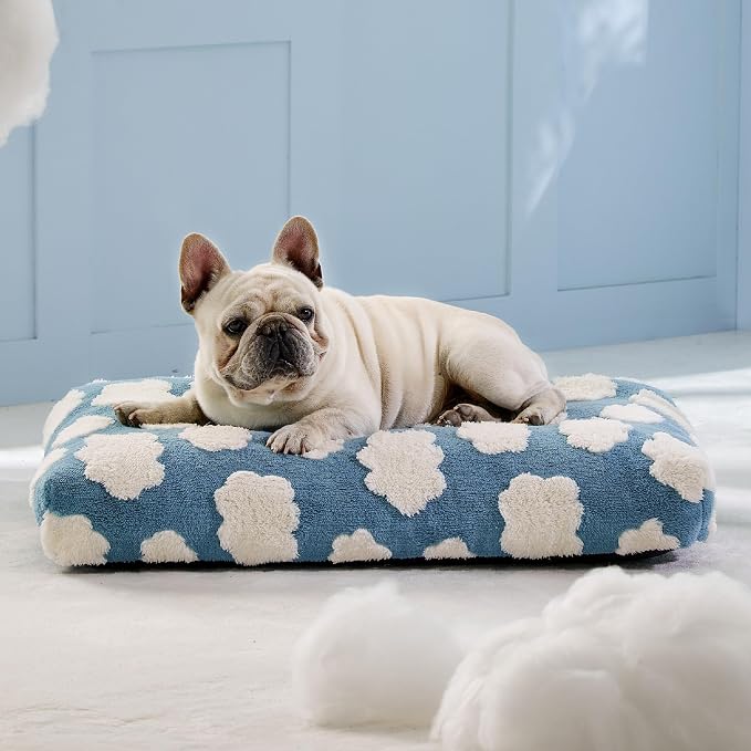 LE SURE Cute Aesthetic Bed Medium Size Dog,Jacquard Thick Pet Pillow 30x20 | Shredded Chopped Foam,Modern Plush Crate Cushion Gift for Medium Size Dog, Waterproof Washable Cover, Nonslip Bottom, Blue - Image 6