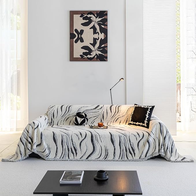 ROOMLIFE Couch Cover 3 Cushion Sofa, Washable Non Slip Furniture Sofa Protector Cover, Soft Chenille Sofa Slipcovers Sectional L Shape Dogs Couch Cover Throw Blanket with Tassels 71''X118'' - Image 9