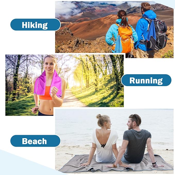 Oudain 4 Sets Quick Dry Towels 8 Pcs Drying 2 Sizes Microfiber Travel Towel for Camping Beach Hiking Yoga Swim Camping Gym and Travel with Mesh Bag - Image 7