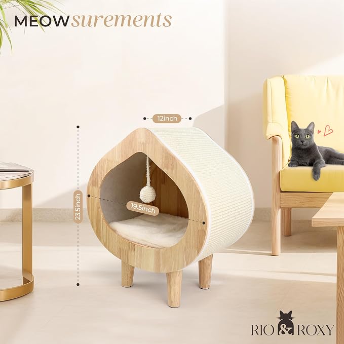 Luxury Cat Cave Bed & Scratching Condo for Indoor Cats - Modern & Cozy Cat Beds & Hideout - Kitty Bed & Furniture - No Assembly Required - Image 9