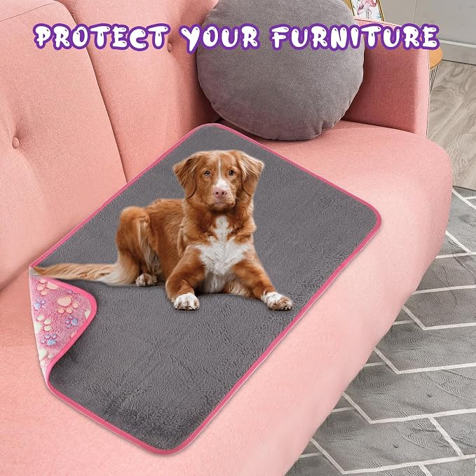 YUEPET 2 Pack Waterproof Dog Blankets, Puppy Blanket for Medium-Large Dogs | Machine Washable, Waterproof Inner Layer, Sofa Bed Cover, Reversible Fleece, 40 x 30 in, Dogs and Cats, Purple Pink - Image 8