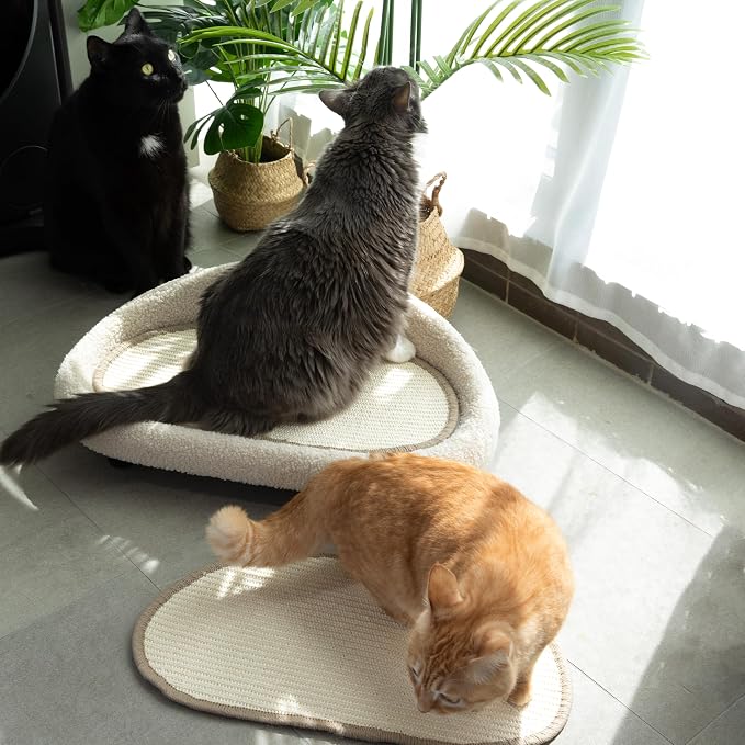 Cat Sisal Scratcher Bed with Refill Pad, Horizontal Scratching Sofa, Sisal Couch for Indoor Cats, Off-White Color - Image 8