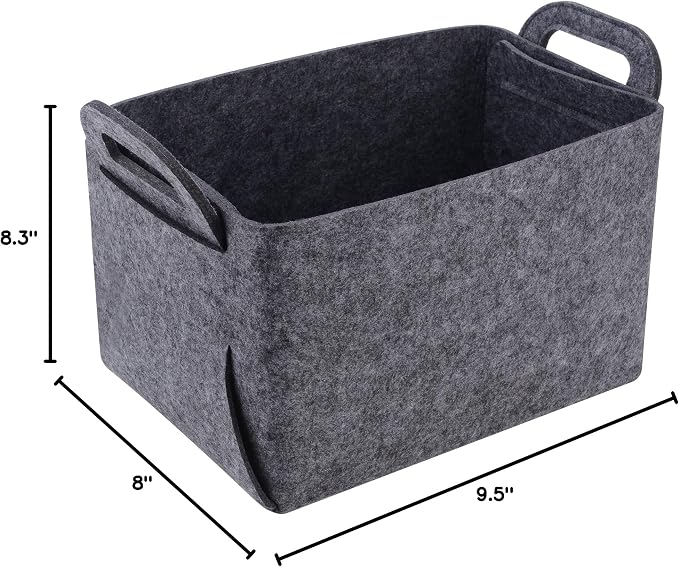 Minoisome Storage Basket Felt Storage Bin Collapsible& Convenient Box Organizer with Carry Handles for Office Bedroom Closet Babies Nursery Toys Laundry (Grey, 13.8inch(L)×9.5inch(W)×8.3inch(H)) - Image 8