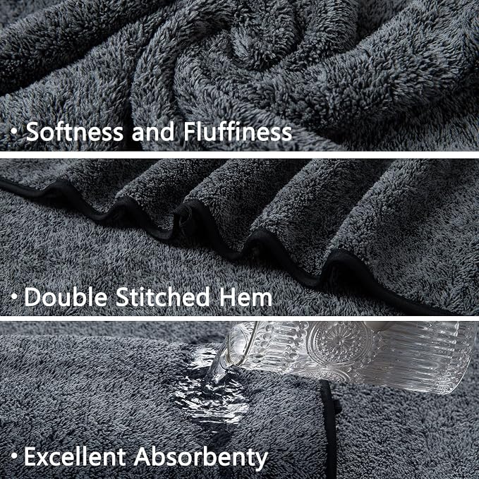 Ycosy 18 Piece Bath Towels Set,100% Microfiber Family Bathroom Towel with Hanging Loops-6 Bath Towels,6 Hand Towels,6 Washcloths,Quick Dry Highly Absorbent Shower Towel for Bathroom,Hotel,Spa-Black - Image 8