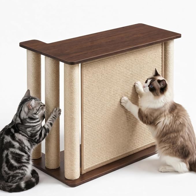 Couch End Table from Cat Scratch, Couch Protector with Sisal Scratching Post & Panel for Cat, Pet Corner for Wall & Furniture Protection, Walnut Left - Image 9