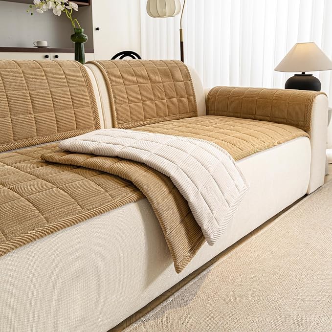 Couch Covers for Dogs Washable, 27.6"x70.9" Non Slip Couch Covers for Loveseat Sofa Pet Friendly, Soft Fuzzy Sofa Covers for Pet, Dog Couch Cover Furniture Protector(1PC,Light Brown) - Image 7