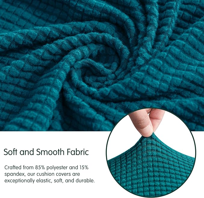 CHUN YI Stretch Loveseat Couch Cushion Cover Suitable for 2 Settee, Sofa Seat Slipcover with Spandex Jacquard Fabric(Medium,Teal) - Image 7