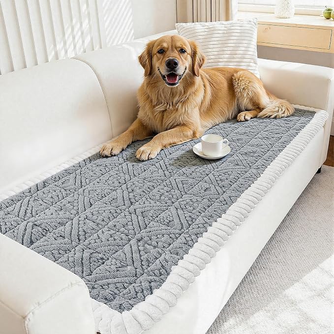 Grey Pet Couch Cover for Dog, 27.6''x82.7'' Sofa Cover Protector | Washable Soft Non Slip Sofa Slipcover for 3 Cushion Couch, Fuzzy Sofa Pad Pet Friendly Dog Bed Mat for Couches - Image 8