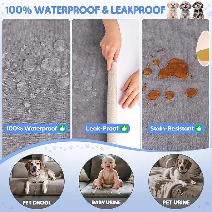 Loiion 100% Double-Sided Waterproof Dog Sofa Cover - Anti-Slip, Leakproof Couch Cover, Pet-Friendly Couch Protectors for Puppy, Large Dog, Kids and Pets134 X71 - Image 9
