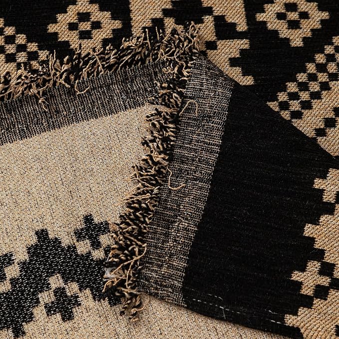 VClife Boho Couch Cover for Sofa, Anti Slip Chenille Sofa Cover for Sectional Sofa - 1 Piece Black Khaki Geometry Jacquard Sofa Slipcover, Pet-Friendly Couch Cushion Cover with Tassel 71"x 134" - Image 9