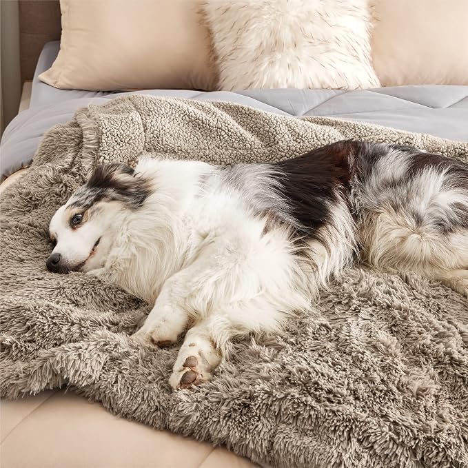 Bedsure Waterproof Dog Blankets for Large Dogs, Fluffy Faux Fur, 50×60" | Plush Fuzzy Reversible Pet Blankets for Couch and Dog Bed, Soft Calming Throw Cat Blanket Washable, Dog Gift, Brown - Image 9