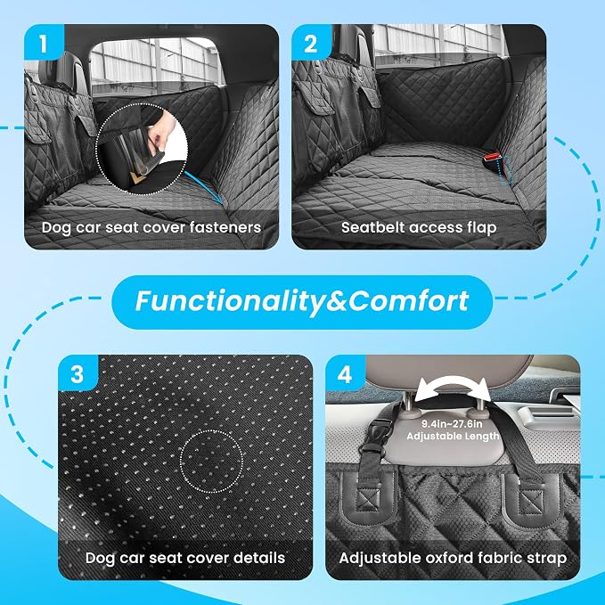 Hard Bottom Dog Car Seat Cover for Back Seat with Door Protector | 100% Waterproof, Tear-Resistant & Non-Slip, Back Seat Cover for Small Mid Cars, SUVs & Trucks, Holds 450Lbs, Easy to Clean - Image 9