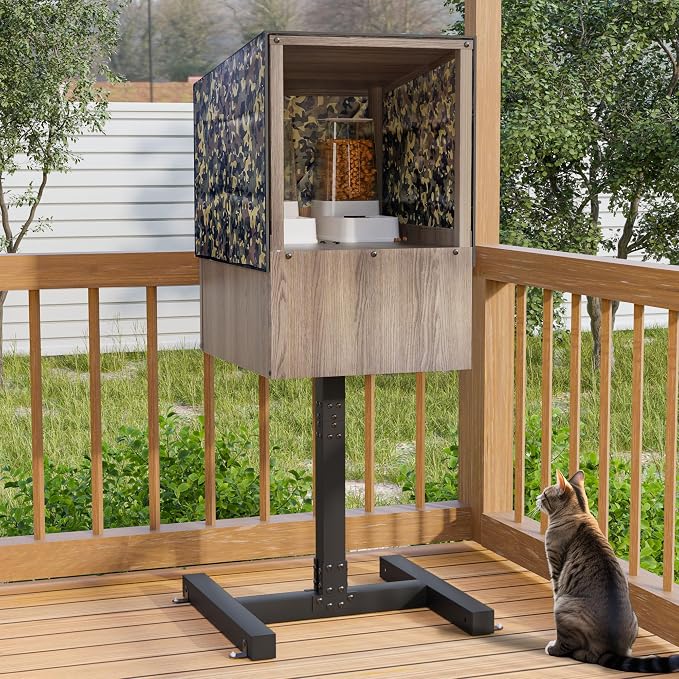 GDLF Outdoor Cat Feeding Station and Weatherproof Feral Cat Shelter | Elevated Design: Helps keep food dry and off wet ground while creating a dedicated feeding area for outdoor cats - Image 8