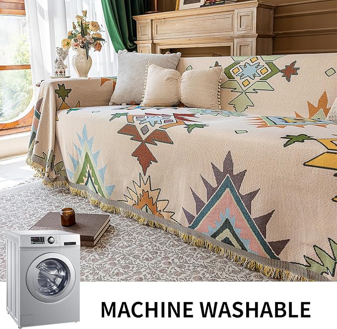 Deep Dream Boho Couch Cover Blanket, Soft Chenille Sofa Covers for 3 Cushion Couch, Sofa Slipcovers Washable Living Room Furniture Protector for Dogs Pets, 71"x134" - Image 7