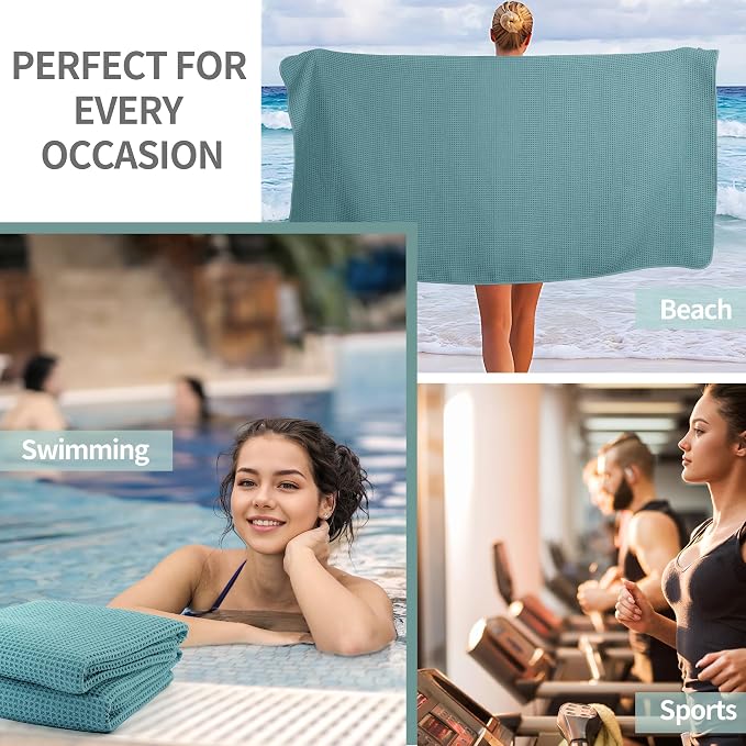 MICROFI Microfiber Waffle Bath Towels, 4 Pieces, Soft, Absorbent, Fast Drying, Lint Free 430 GSM (27''x55''/68.58 cm x139.7 cm) - Image 7