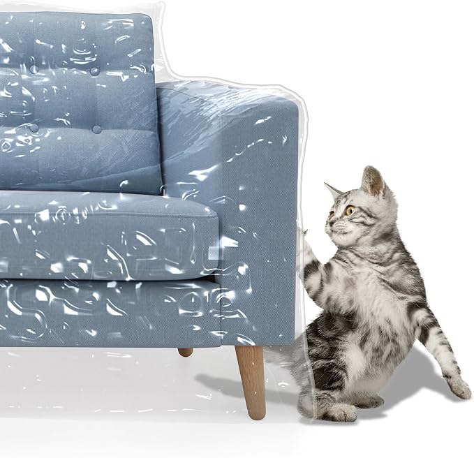 MEMINIM Plastic Couch Cover for Pets | Cat Scratching Protector Clawing Deterrent | Heavy Duty Water Resistant Thick Clear Vinyl | Sofa Slipover for Moving and Long Term Storage - Image 7