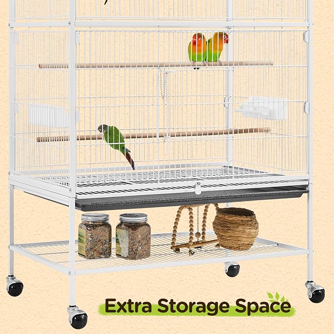 Yaheetech 52inch Bird Cage Extra Large Parakeet Parrot Cage for Lovebird Cockatiel Conure Finch with Rolling Stand White - Image 9