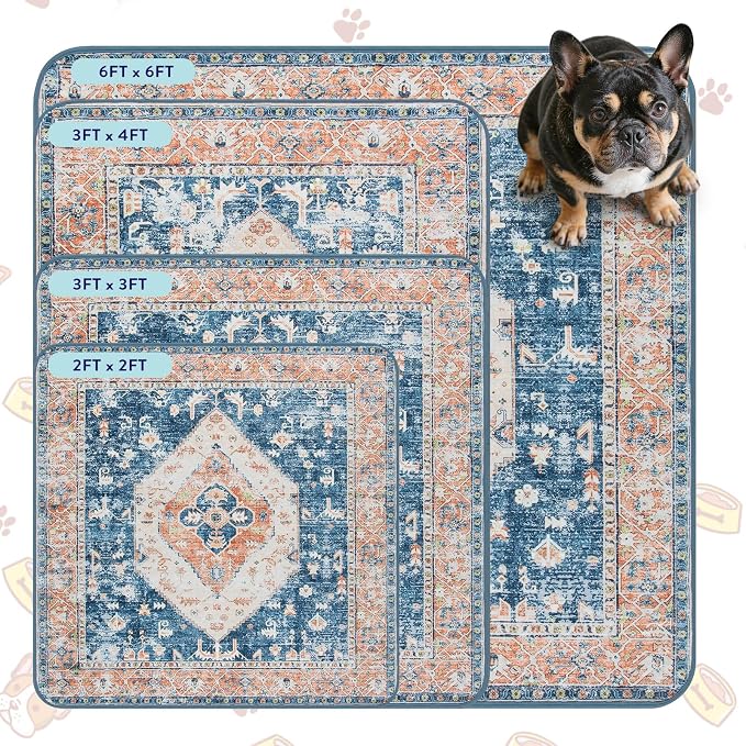Lahome Extra-Large Washable Dog Pee Pads (72"x72") - Super Absorbent & Waterproof - Leakproof Reusable Mat for Playpens, Beds & Whelping, Convenient Cleanup,Beige Blue - Image 9