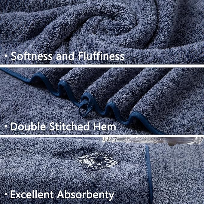 Ycosy 18 Piece Bath Towels Set,100% Microfiber Family Bathroom Towel with Hanging Loops-6 Bath Towels,6 Hand Towels,6 Washcloths,Quick Dry Highly Absorbent Shower Towel for Bathroom,Hotel,Spa-Navy - Image 9