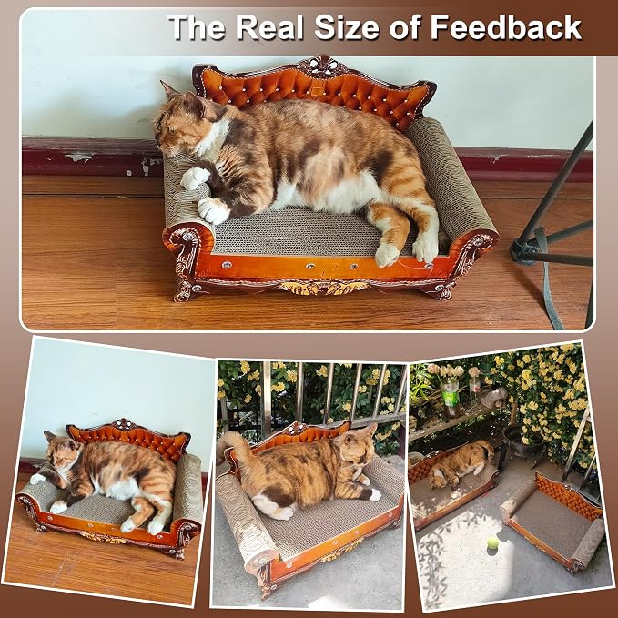 COOZMENT Sofa Shaped Scratching Couch,Thick Scratching Cardboard, Lounge Bed for Indoor Rest&Play, Sofa Scratcher Pad (21.2" L X 12.2 "W X 11.8" H) - Image 6