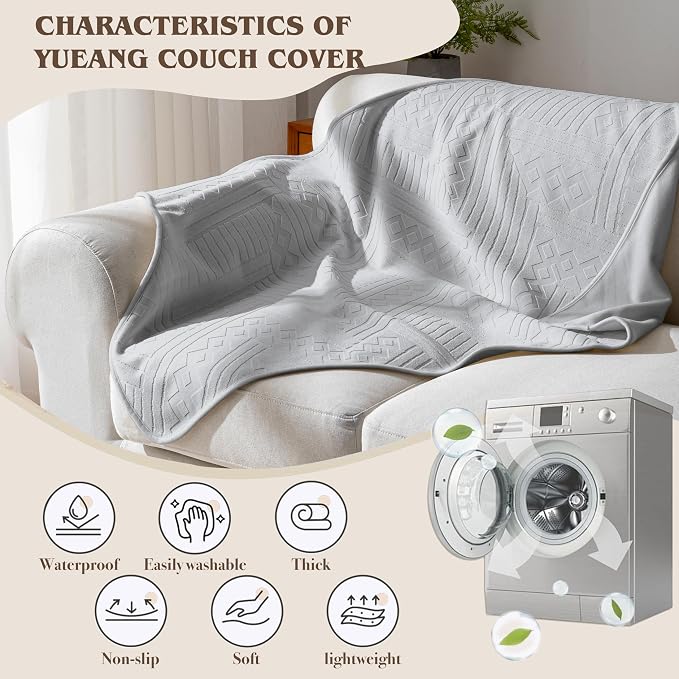Waterproof Recliner Chair Cover - Washable Double-Sided Velvet and Pattern Reversible Cover for Couch, Bed, Car and Sofa Protection for Dogs, 30x40in/Light Grey - Image 7
