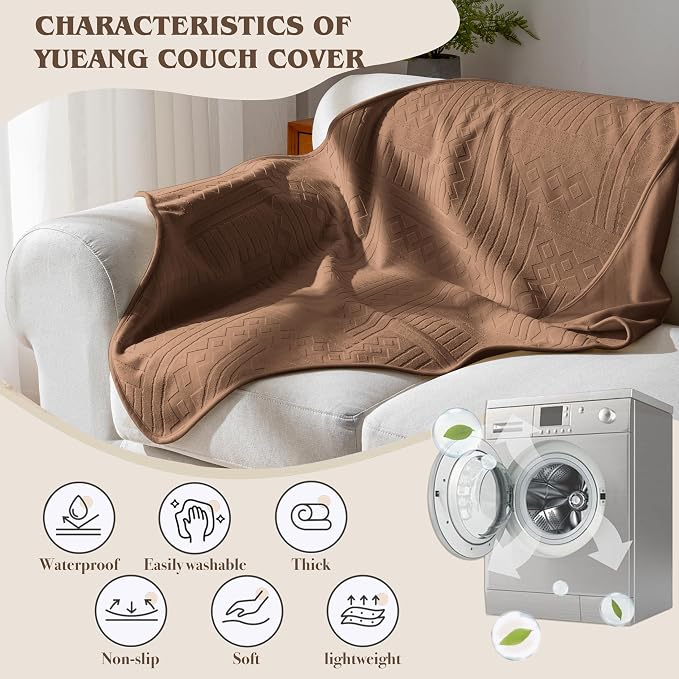 Waterproof Recliner Chair Cover - Washable Double-Sided Velvet and Pattern Reversible Cover for Couch, Bed, Sofa Protection for Dogs, 30x40in/Brown - Image 7