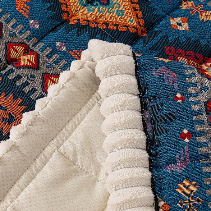 VClife Boho Eclectic Textured Sofa Cover, Ethnic Retro Dog Couch Cushion Cover for 2 Cushion Couch Sofa, Plush Soft Anti Slip and Washable Couch Cover for Sectional L Shape Sofa - Image 8