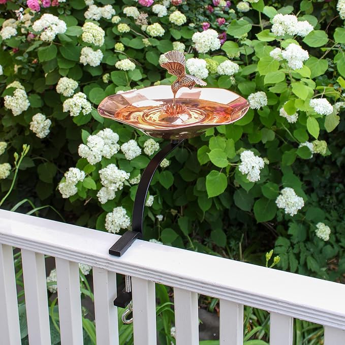 Achla Designs Hummingbird Birdbath with Rail Mount Bracket - Image 8