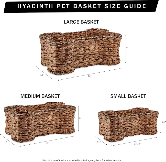 Bone Dry Pet Storage Collection, Bone Shape Hyacinth Toy Basket, Dark Brown, Small - Image 8