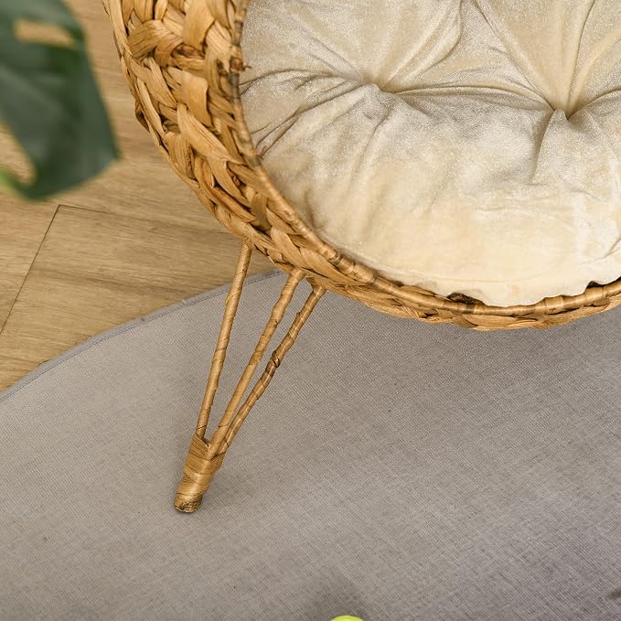 PawHut 20.5" Weaved Cat Bed, Elevated Hand-Woven Braided Banana Leaf Kitten House Condo with Cushion, Natural | Elevated Hand-woven Braided Banana Leaf Kitten House Condo - Image 9