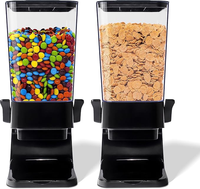 Cereal Dispenser Countertop, 5L Kitchen Organization Cereal Containers Storage, Desktop Candy Dispenser Plastic Cereal Dispenser, Snack Containers Can Hold Granola, Dry Food, nut, Grain (Black, 2Pc) - Image 8