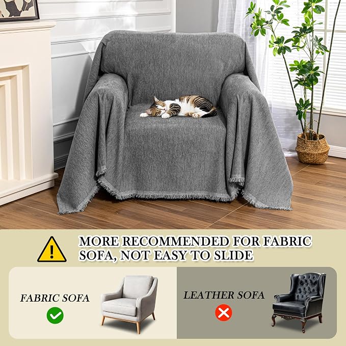 MEETSKY Oversized Chair Cover Washable Recliner Chair Covers, Armchair Couch Cover Sofa Throw Cover for Single Couch, Soft Small Sofa Slipcovers for Pet, 71"x 91", Dark Grey - Image 8