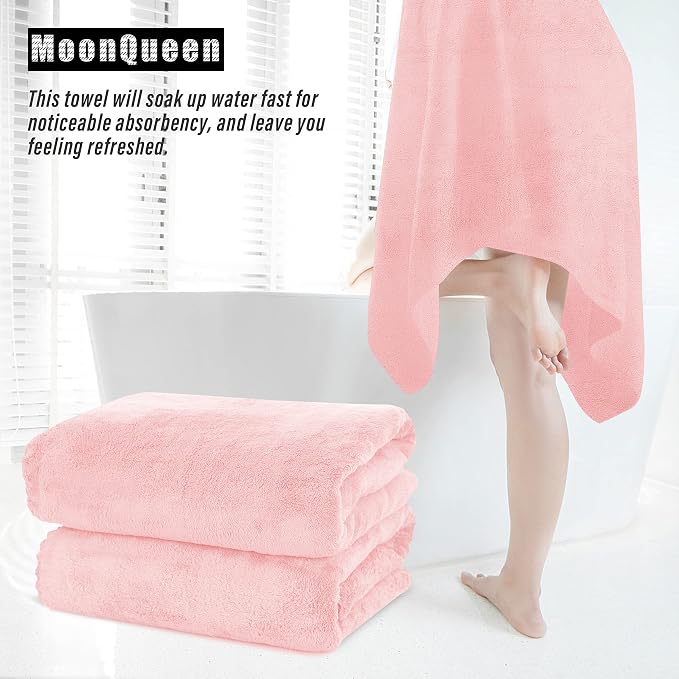 MOONQUEEN 6 Pack Premium Bath Towel Set - Quick Drying - Microfiber Coral Velvet Highly Absorbent Towels - Multipurpose Use as Bath Fitness, Bathroom, Shower, Sports, Yoga Towel (Pink) - Image 6
