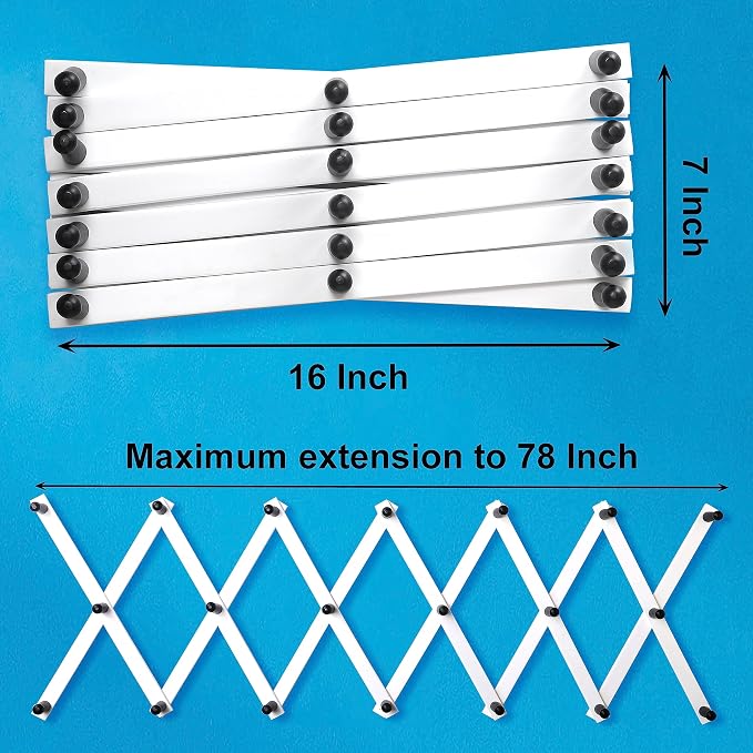 SKOLOO Hat Rack for Wall with 20 Hooks, Solid Wooden, Modern, Expandable Coat Rack Wall Mount for Coats, Hats, Bags, Baseball Caps, Black on White - Image 5