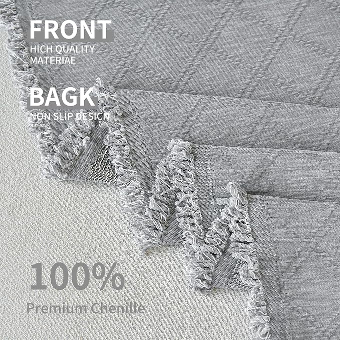 VANJOROY Grey Couch Cover Chenille for 2 Cushion L-Shape Loveseat, Washable Sofa Couch Cover Protector Soft Sofa Slipcovers for Pets Dog with Tassel,71"x 102" - Image 9