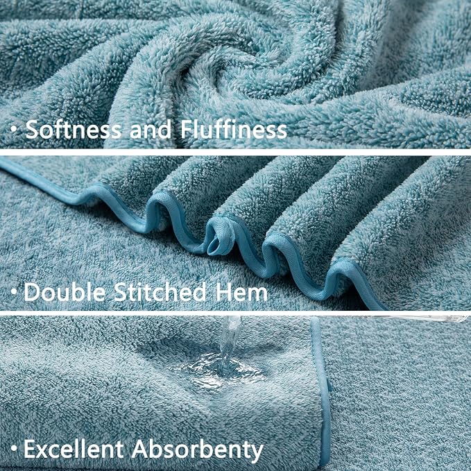 18 Piece Bath Towels Set,100% Microfiber Family Bathroom Towel with Hanging Loops-6 Bath Towels,6 Hand Towels,6 Washcloths,Quick Dry Highly Absorbent Shower Towel for Bathroom,Hotel,Spa-Turquoise - Image 9