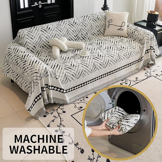 HAOMAIJIA Non Slip Couch Cover Sofa Covers for 3 Cushion Couch Washable sectional Couch Covers for Dogs pet Furniture Protector Couch Cover Blanket for Living Room (MR-Black, 71"x134") - Image 7