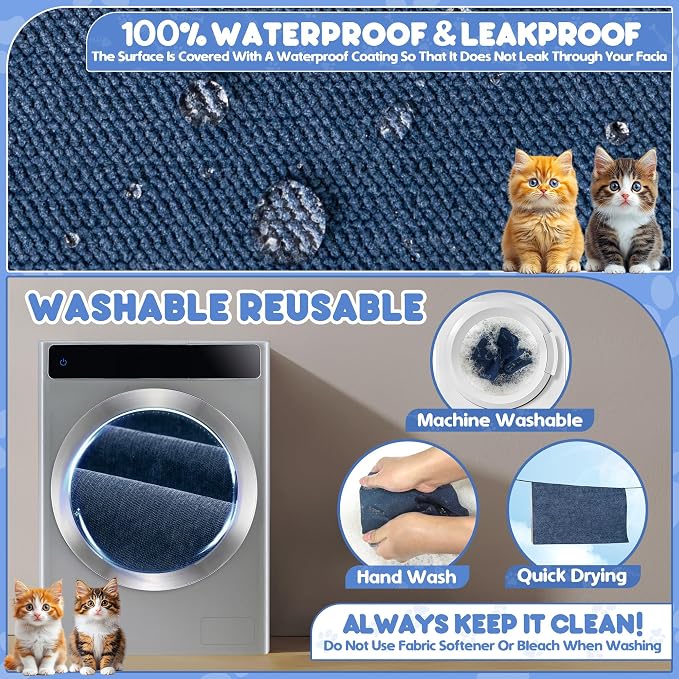 Cat Scratch Furniture Protector - Anti-Slip, Waterproof Sofa Cover to Keep Cats Off, Pet-Friendly Couch Protectors for 3 Cushion Couch, Anti-Scratch Couch Cover for Pets and Kids 134"X71"Navy Blue | Pet-Friendly Couch Protector, Anti-Scratch & Anti-Sli... - Image 8