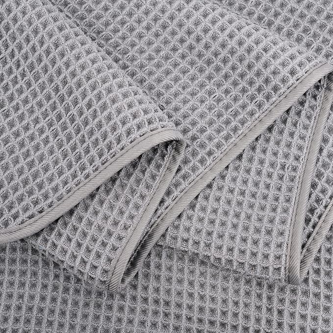 POLYTE 430 GSM Microfiber Oversize Quick Dry Lint Free Bath Towel, 60 x 30 in, 4 Pack (Waffle Weave) - Image 8
