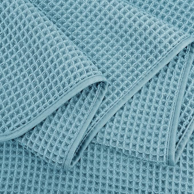 POLYTE 430 GSM Microfiber Oversize Quick Dry Lint Free Bath Towel, 60 x 30 in, 4 Pack (Waffle Weave) - Image 8