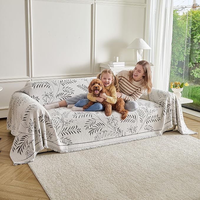 Couch Cover for Dogs Washable Sofa Cover, Sectional Couch Covers, Sofa Covers for 2 Cushion Couch, Non Slip Stripe Sofa Slipcovers Furniture Protector (Eucalyptus Brown 71x102) - Image 9