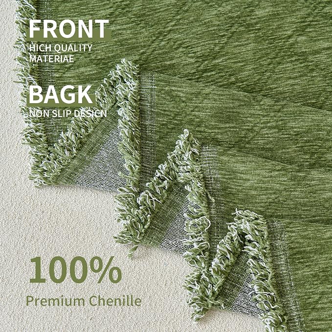 VANJOROY Green Couch Cover Chenille for 2 Cushion L-Shape Loveseat, Washable Sofa Couch Cover Protector Soft Sofa Slipcovers for Pets Dog with Tassel,71"x 102" - Image 9