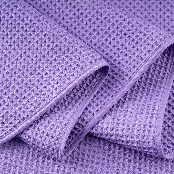 POLYTE 430 GSM Microfiber Oversize Quick Dry Lint Free Bath Towel, 60 x 30 in, 4 Pack (Waffle Weave) - Image 8